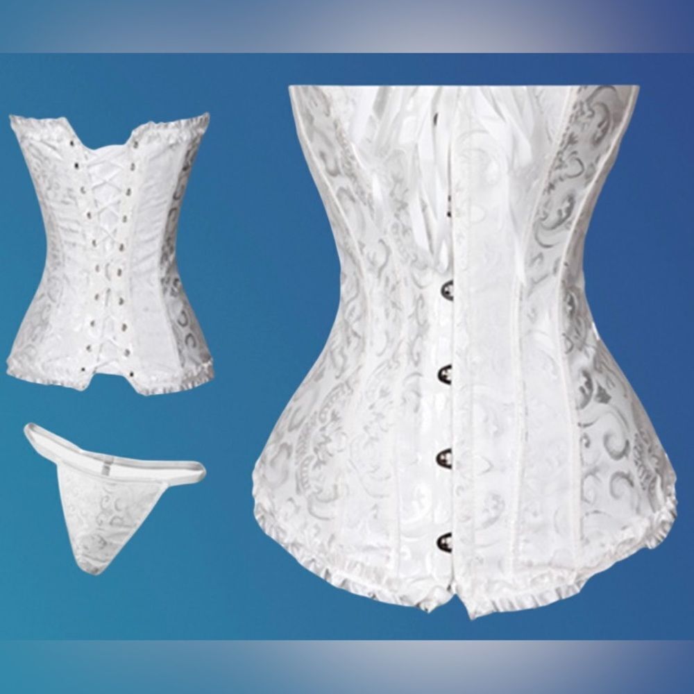 White Strapless Bridal Corset - Picture 8 of 14